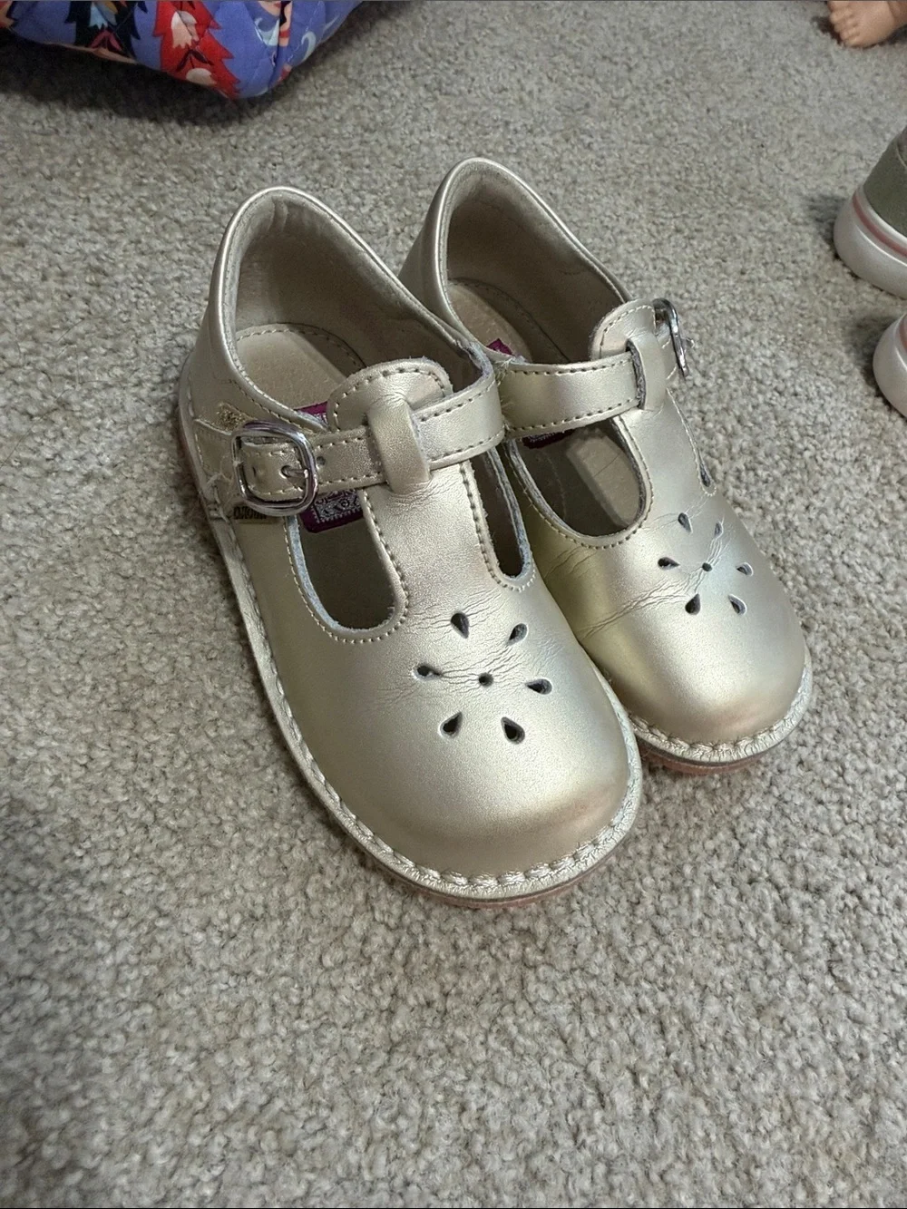 L’AMOUR Kids Metallic Gold Mary Jane Shoes